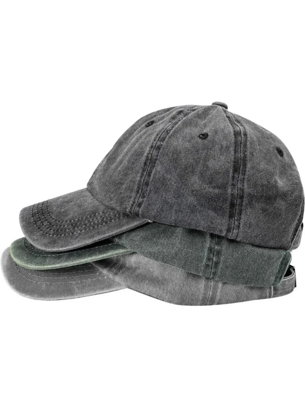 3 Pack Washed Cotton Baseball Caps - Adjustable Dad Hats for Everyday Style